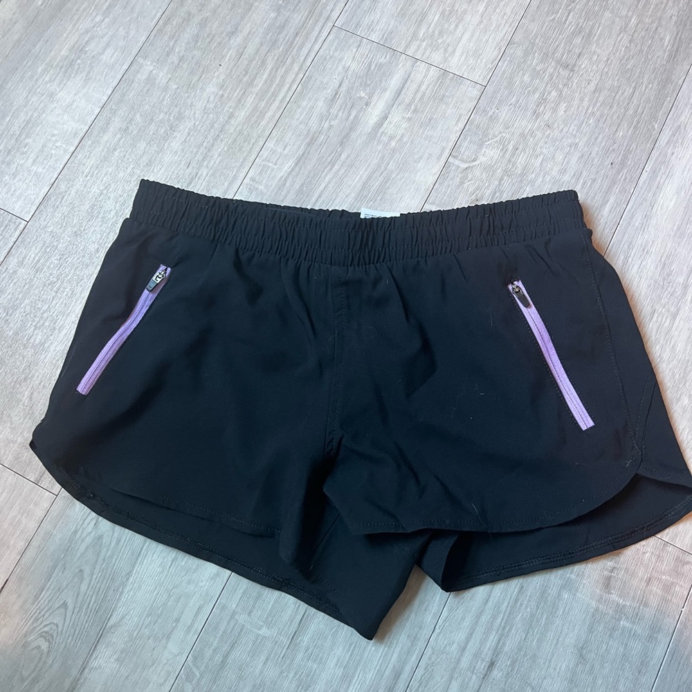 Women's Black Shorts with Purple Accents